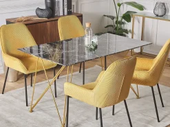 Spisebord KENTON Sort marmor 140 cm 80 cm Hærdet glas