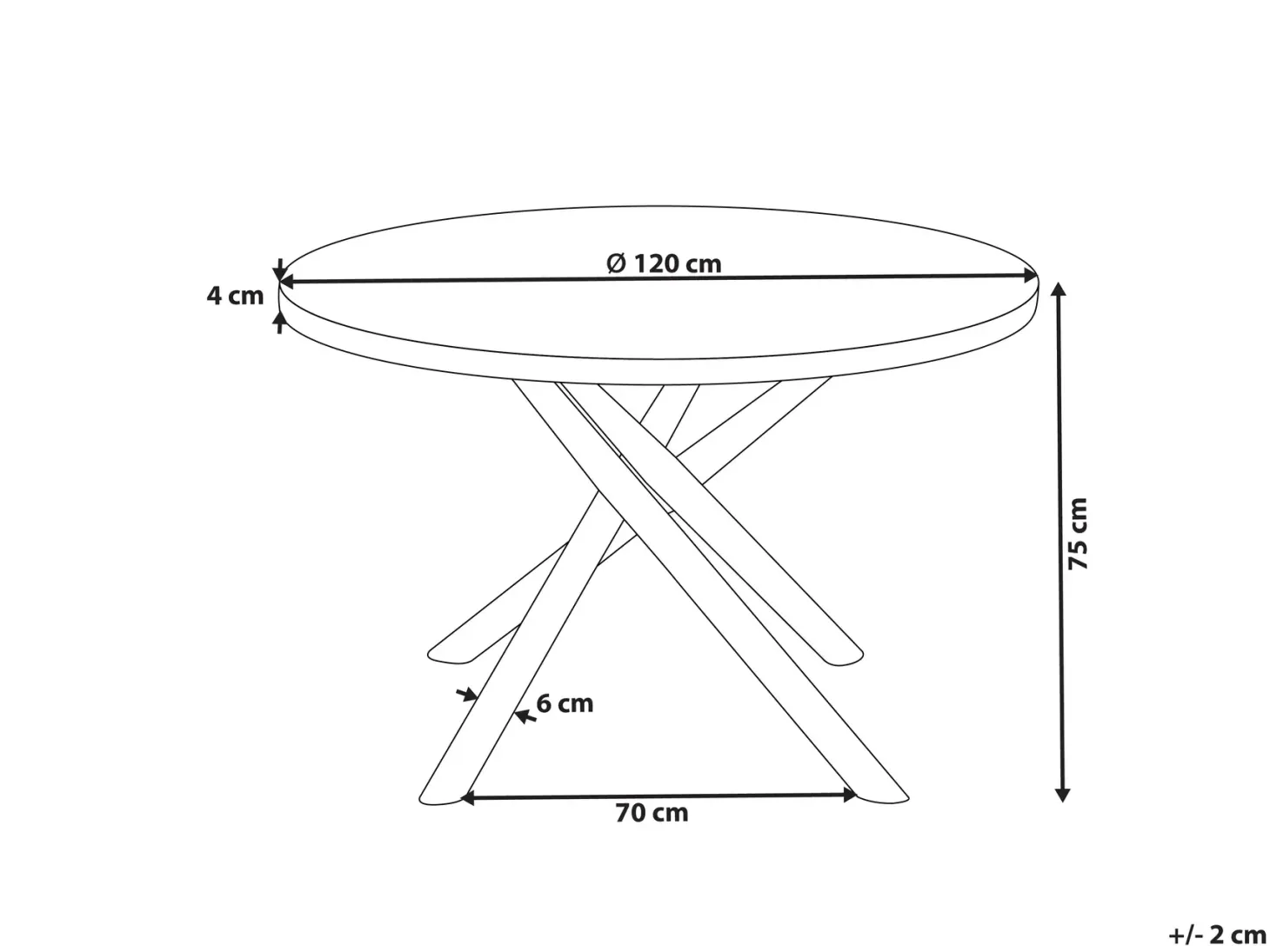 Spisebord LORENZO Brun ask 120 cm 120 cm