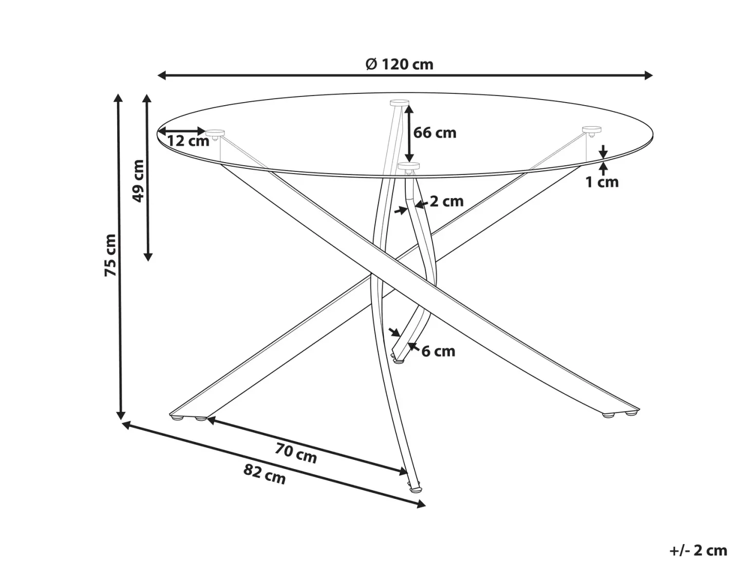 Spisebord MARAMO Guld 120 cm 120 cm Hærdet glas