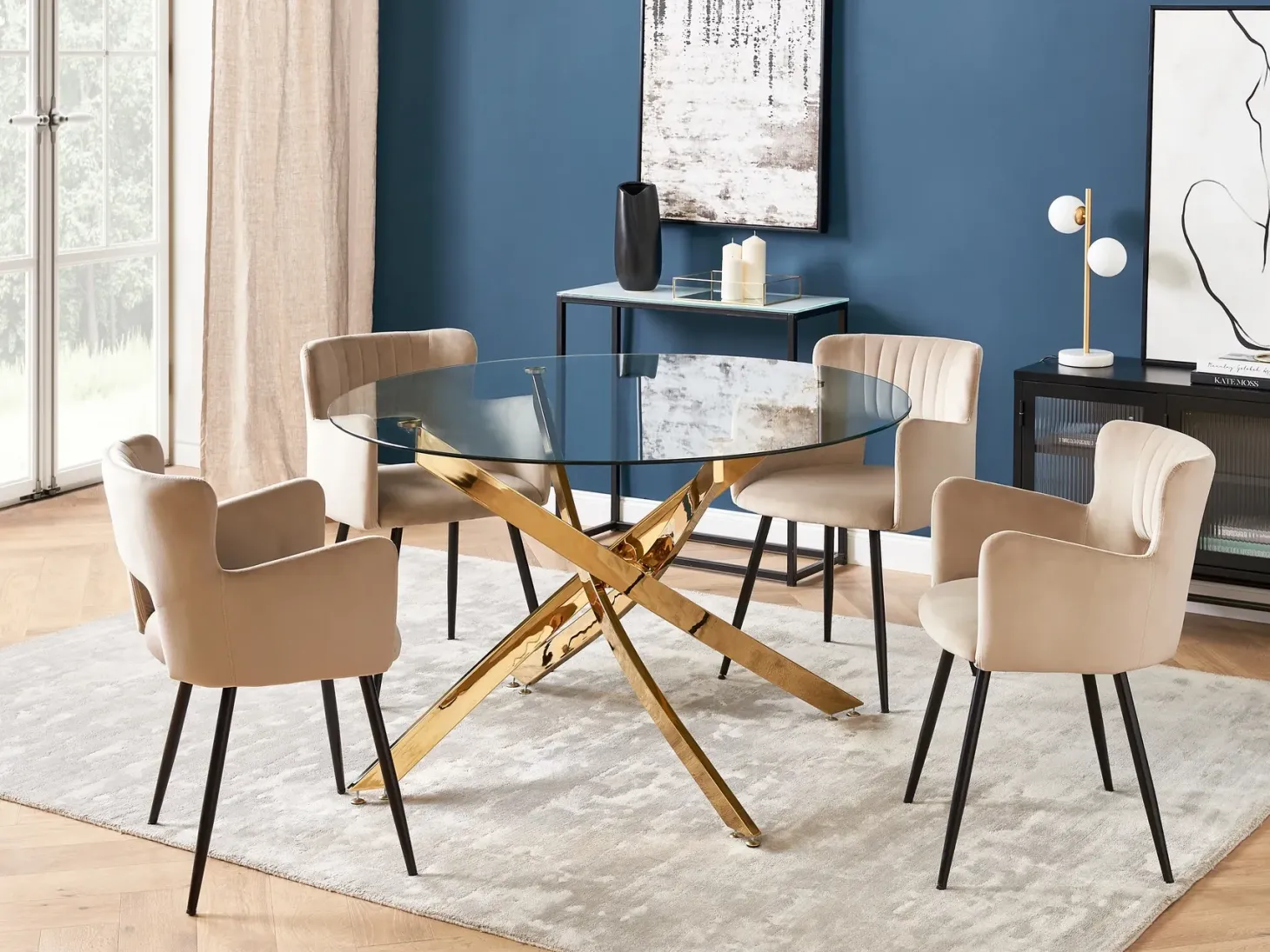 Spisebord MARAMO Guld 120 cm 120 cm Hærdet glas