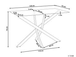 Spisebord MARAMO Sølv 120 cm 70 cm Hærdet glas