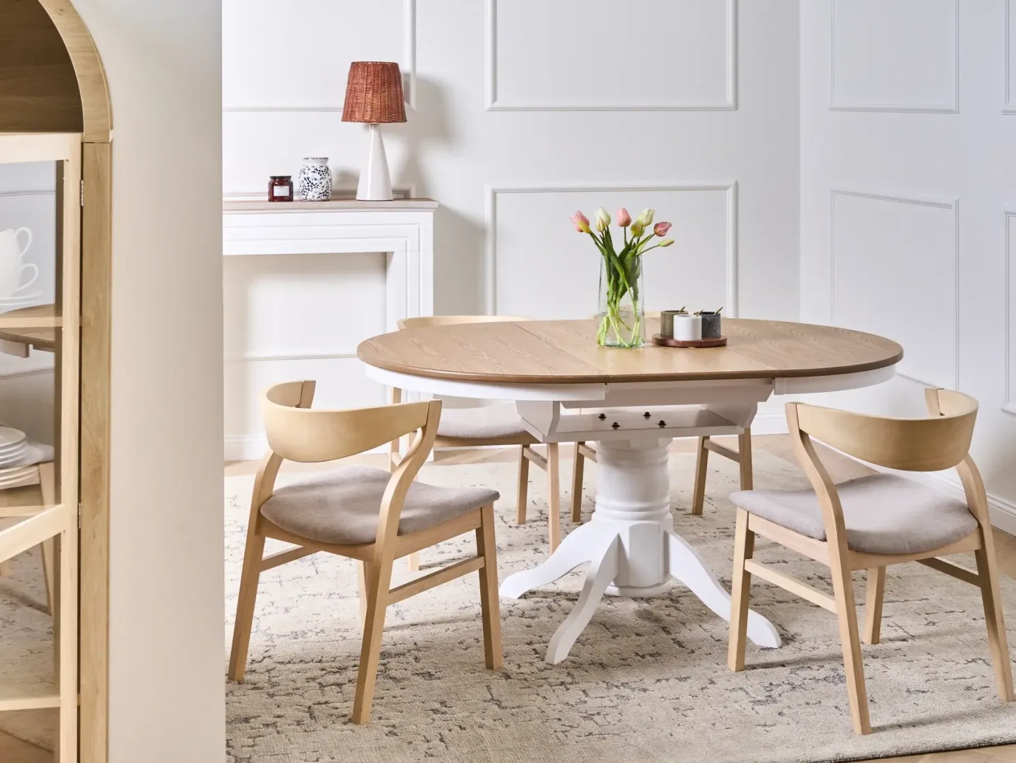 Spisebord med udtræk AKRON Lys ask 106/150 cm 106 cm Træ