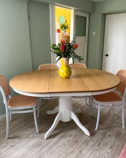 Spisebord med udtræk AKRON Lys ask 106/150 cm 106 cm Træ