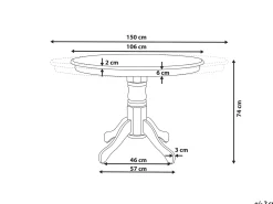 Spisebord med udtræk AKRON Sort 106/150 cm 106 cm