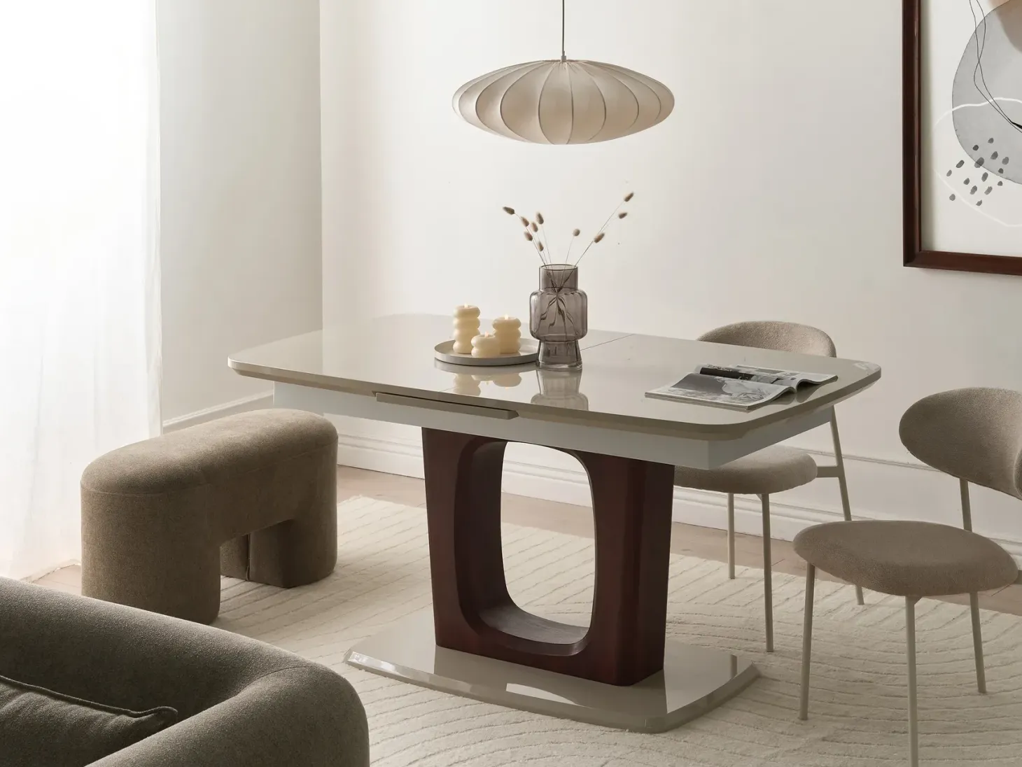 Spisebord med udtræk BERRIGAN Lys Beige 160/200 cm 90 cm