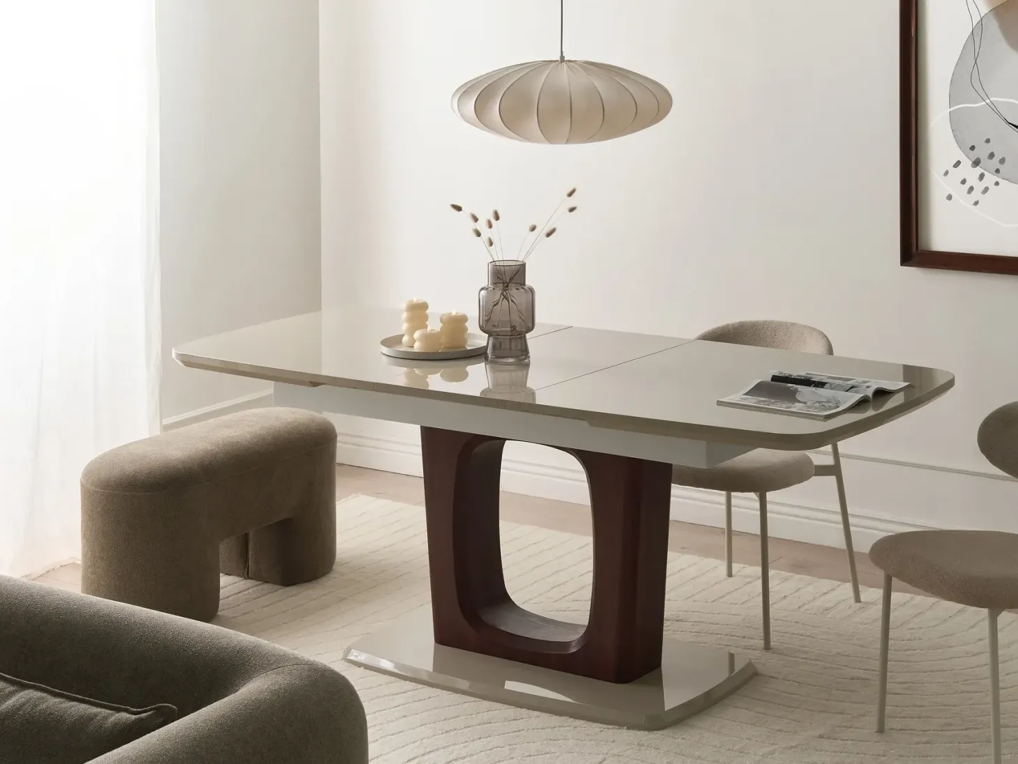 Spisebord med udtræk BERRIGAN Lys Beige 160/200 cm 90 cm