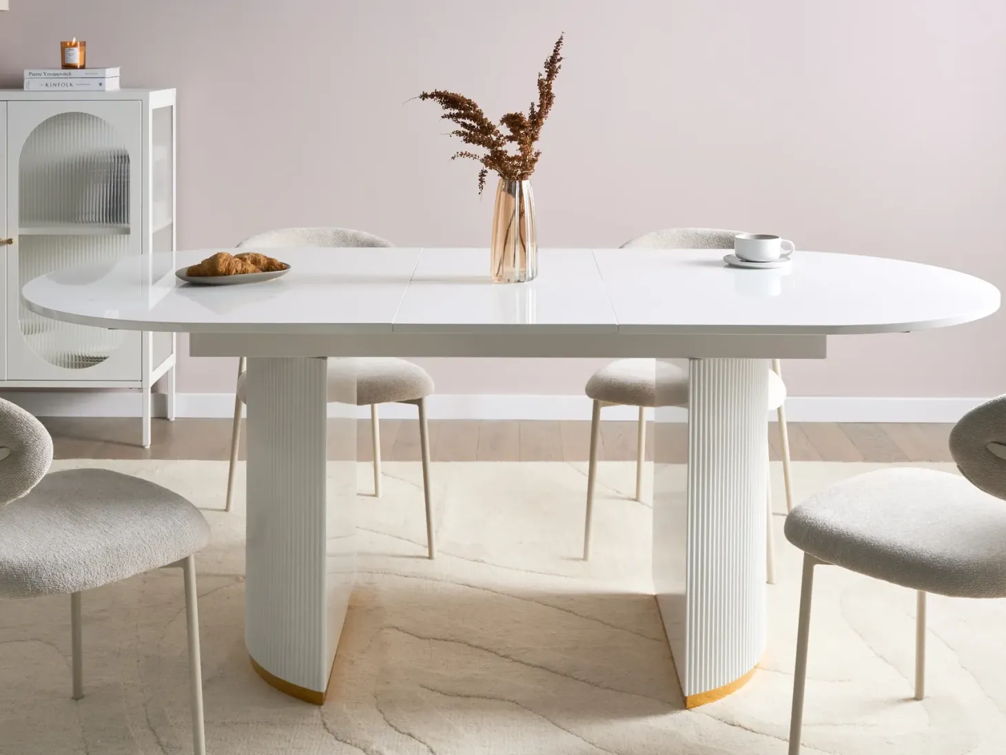 Spisebord med udtræk DULVERTON Hvid 160/200 cm 90 cm