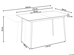 Spisebord med udtræk GELANDA Grå 120/160 cm 80 cm