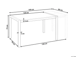 Spisebord med udtræk GRANADA Sort 120/160 cm 80 cm