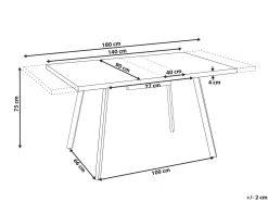Spisebord med udtræk HARLOW Brun 140/180 cm 90 cm