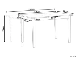 Spisebord med udtræk HOUSTON Lysebrun/hvid 120/150 cm 90 cm Fyretræ