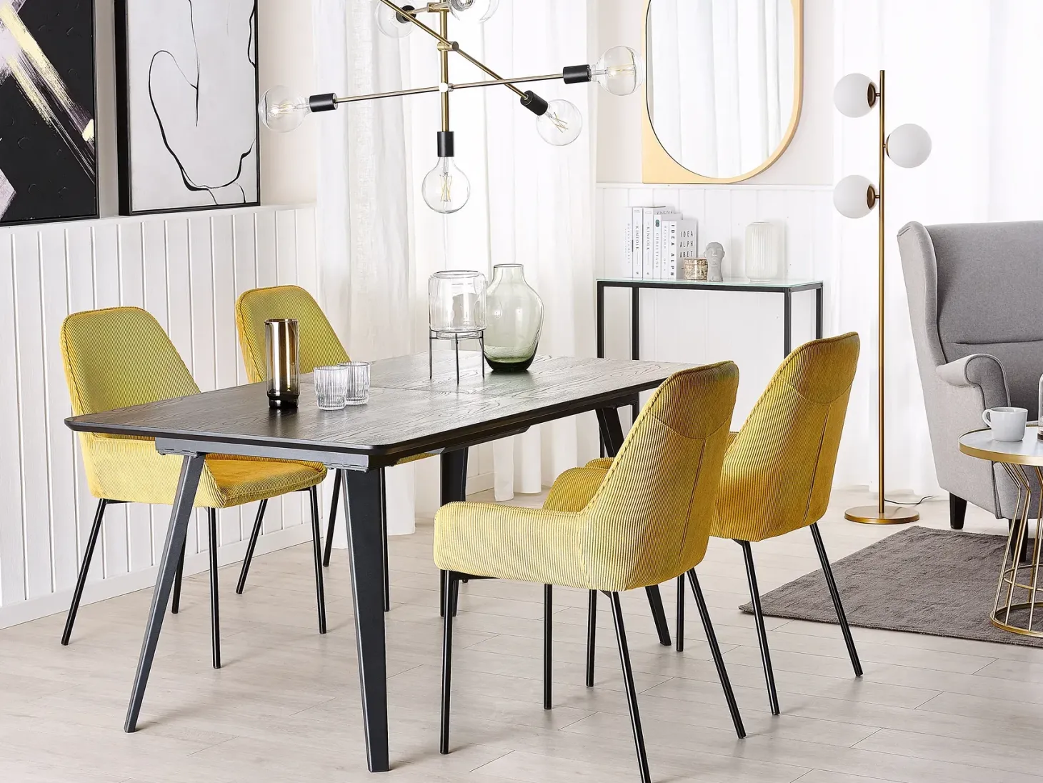 Spisebord med udtræk IRVINGTON Sort 160/200 cm 90 cm