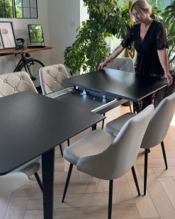 Spisebord med udtræk IRVINGTON Sort 160/200 cm 90 cm