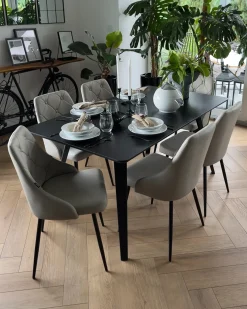 Spisebord med udtræk IRVINGTON Sort 160/200 cm 90 cm