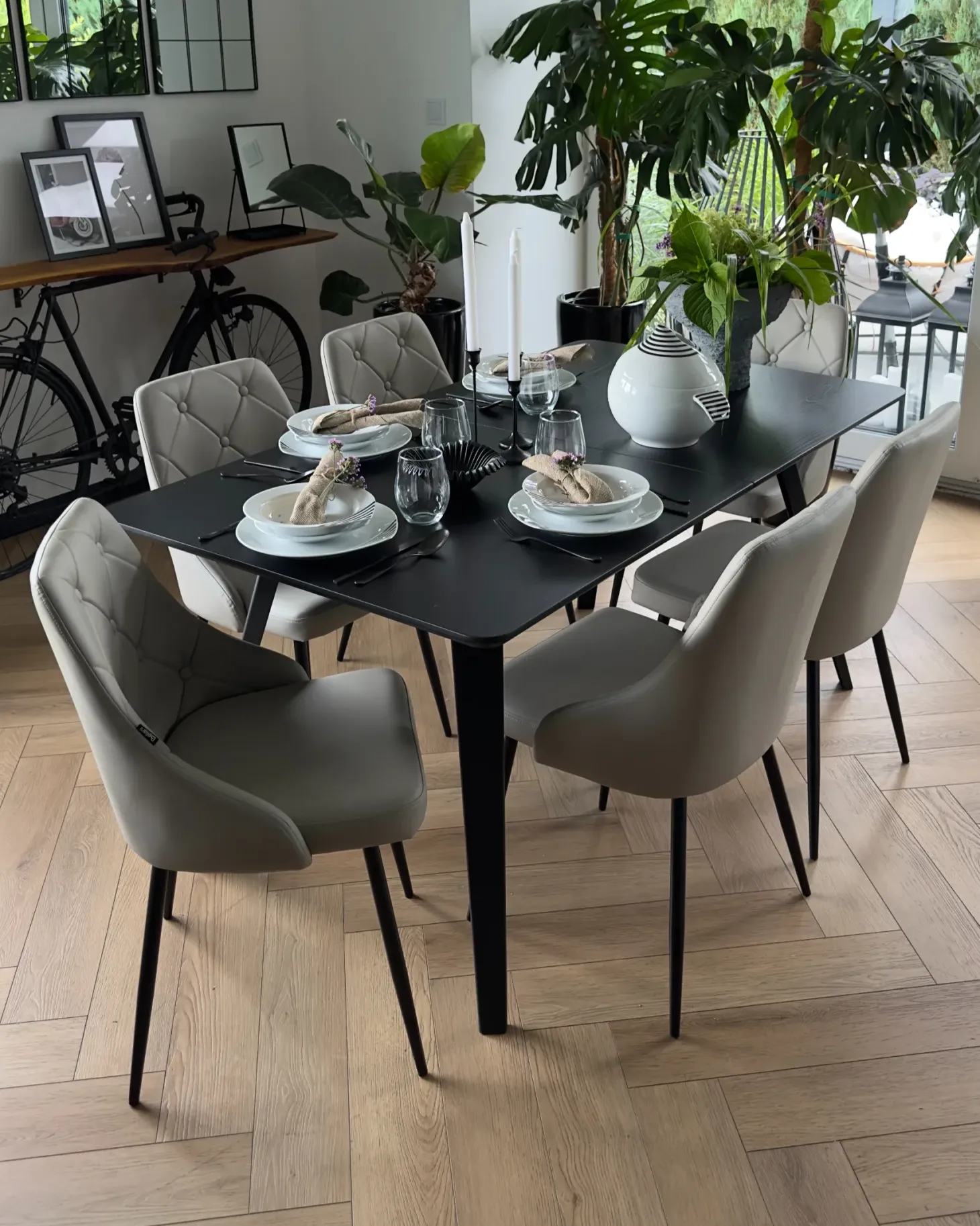 Spisebord med udtræk IRVINGTON Sort 160/200 cm 90 cm