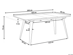 Spisebord med udtræk IRVINGTON Sort 160/200 cm 90 cm