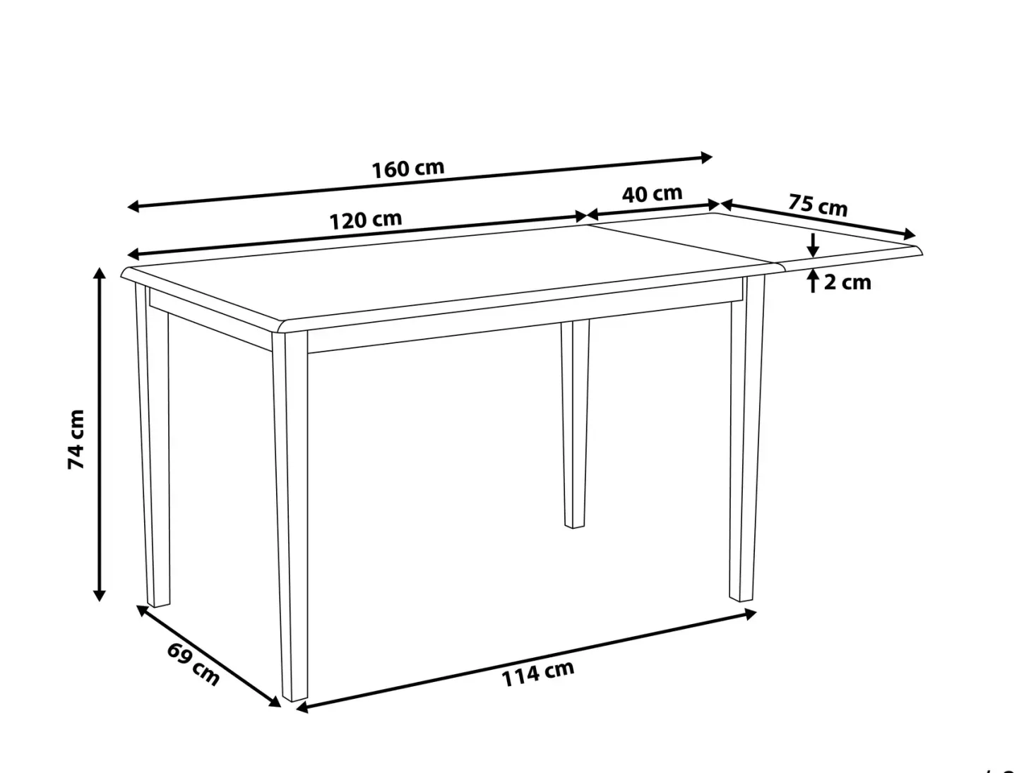Spisebord med udtræk LOUISIANA Lysebrun 120/160 cm 75 cm Træ
