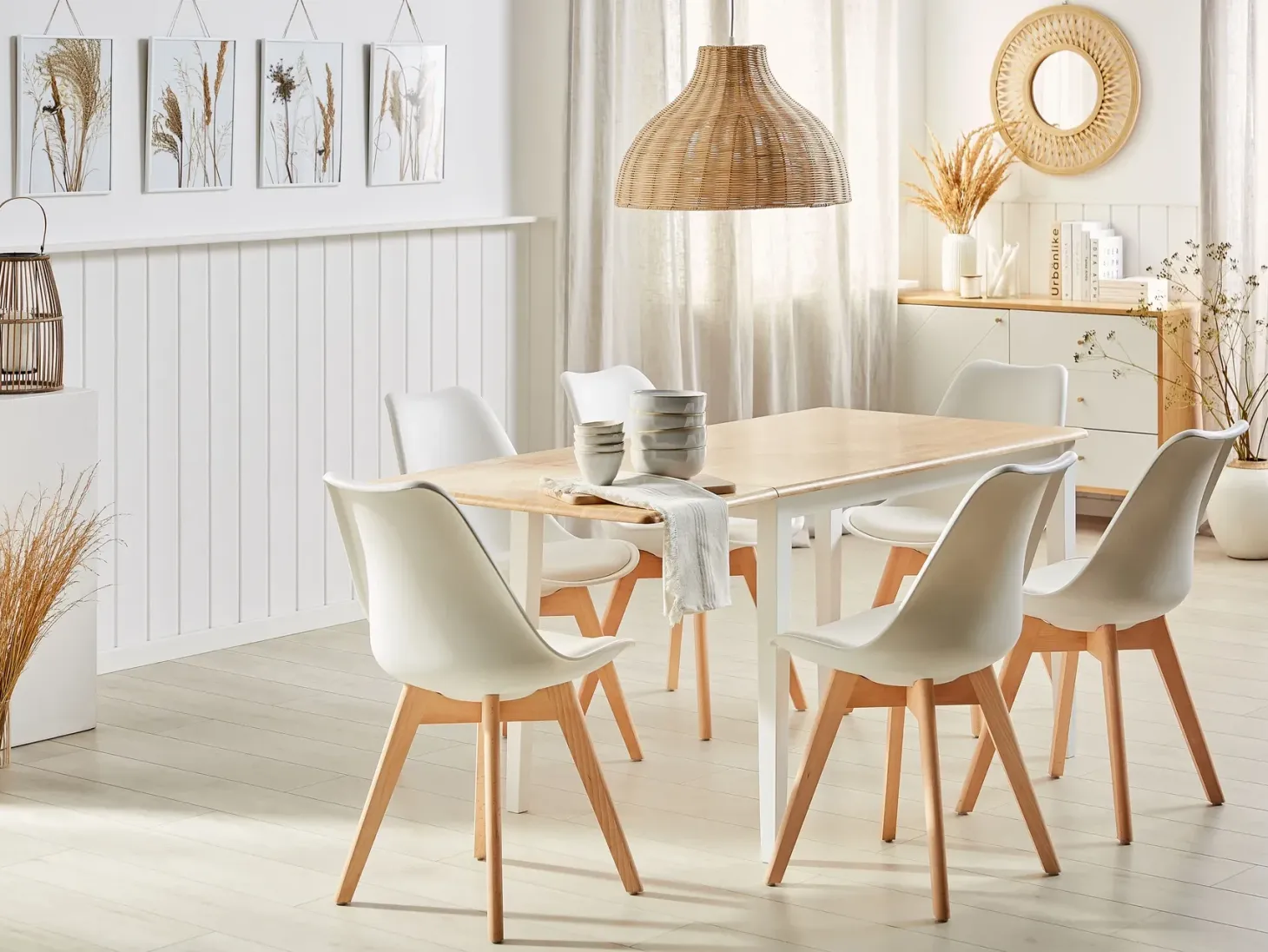 Spisebord med udtræk LOUISIANA Lysebrun 120/160 cm 75 cm Træ