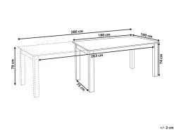 Spisebord med udtræk MADURA Lys ask 180/280 cm 100 cm