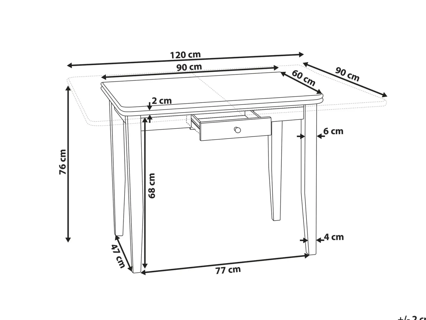 Spisebord med udtræk MASELA Brun 90/120 cm 60 cm Træ