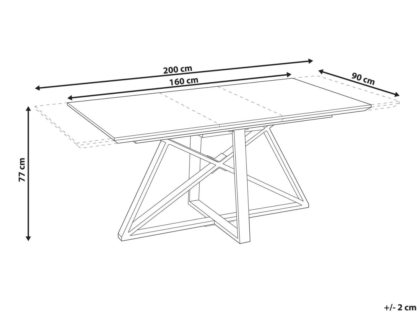 Spisebord med udtræk MAXIMUS Hvid marmor 160/200 cm 90 cm
