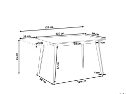 Spisebord med udtræk MEDIO Hvid 120/155 cm 80 cm