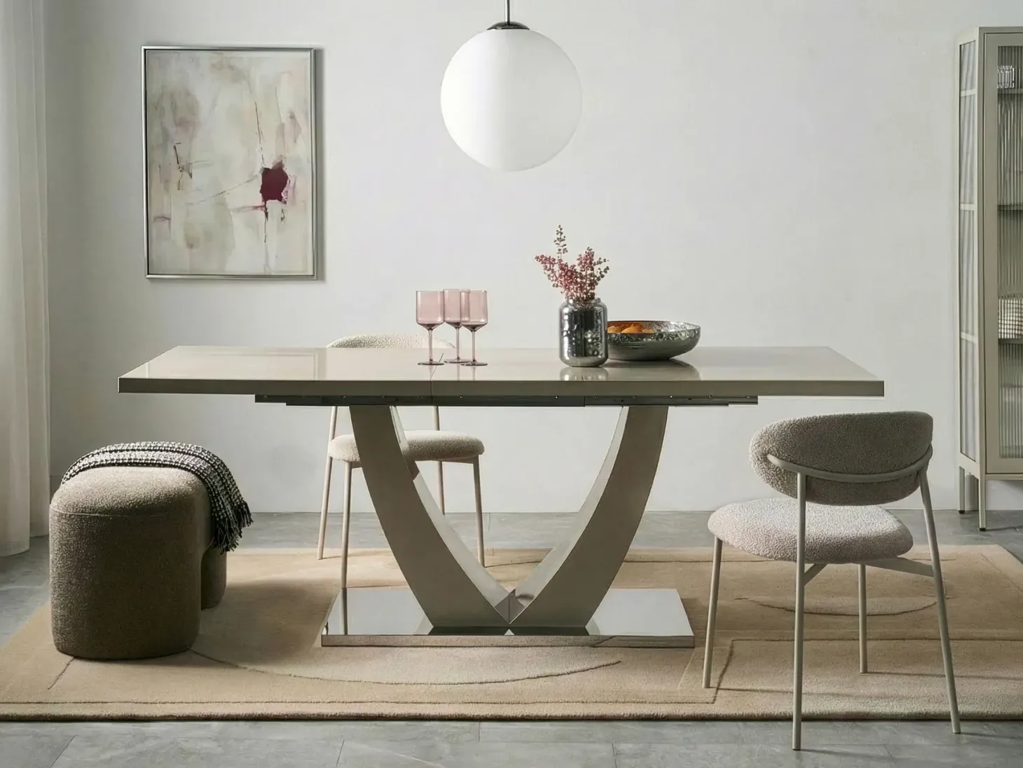 Spisebord med udtræk MERRAN Lys Beige 160/200 cm 90 cm