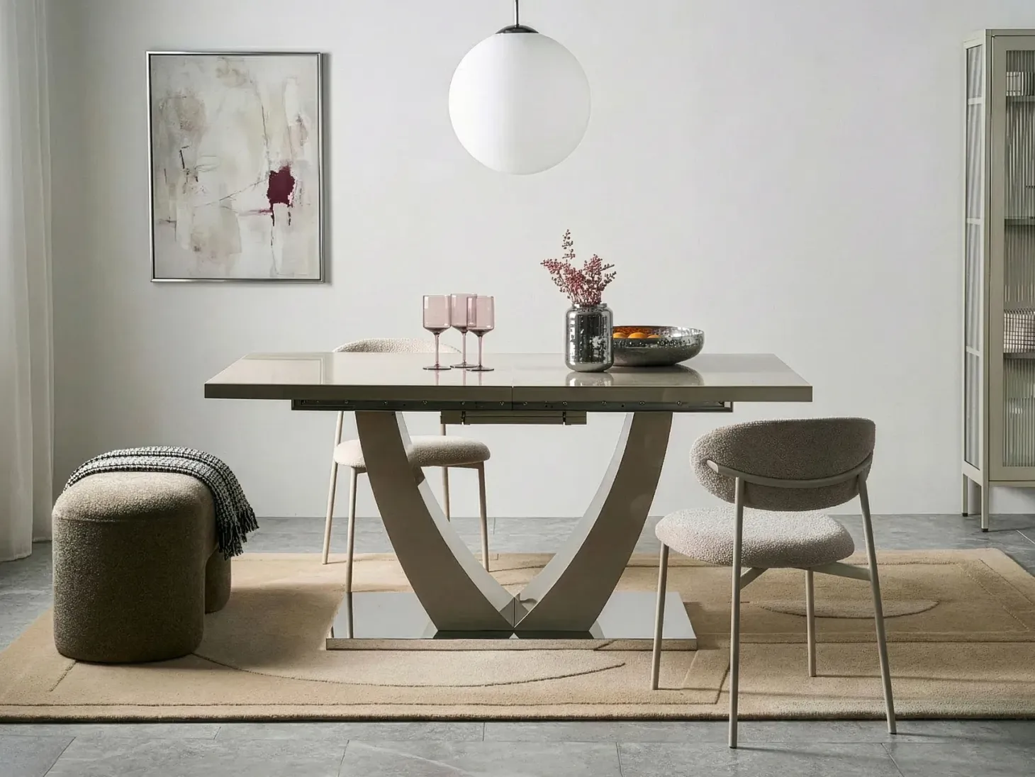 Spisebord med udtræk MERRAN Lys Beige 160/200 cm 90 cm