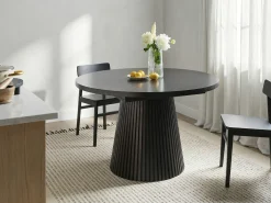 Spisebord med udtræk MOORE Sort asketræ 120/160 cm 120 cm