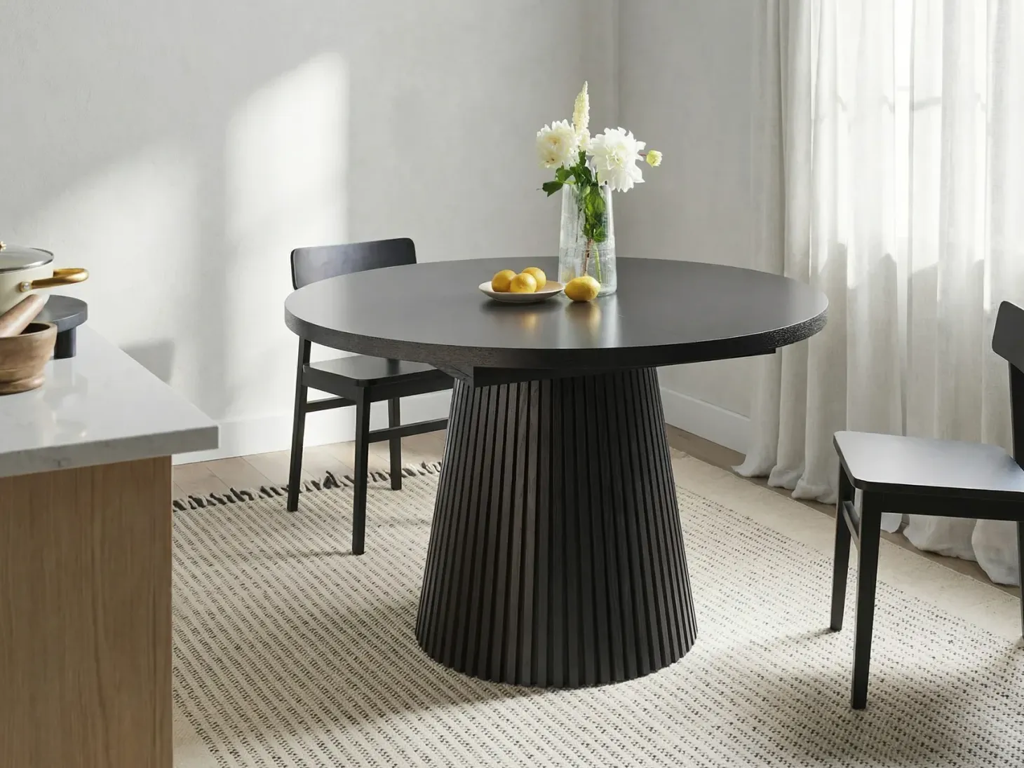 Spisebord med udtræk MOORE Sort asketræ 120/160 cm 120 cm