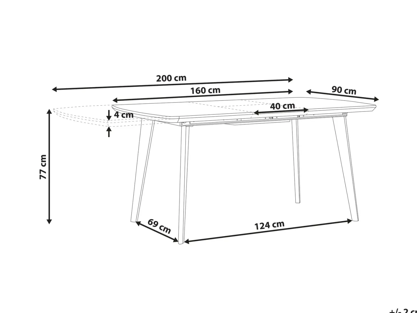 Spisebord med udtræk MOSBY Grå marmor 160/200 cm 90 cm
