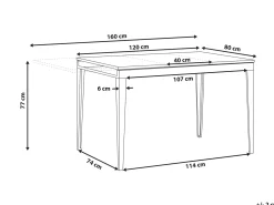 Spisebord med udtræk NORLEY Sort 120/160 cm 80 cm