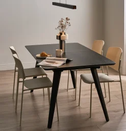 Spisebord med udtræk NORLEY Sort 120/160 cm 80 cm