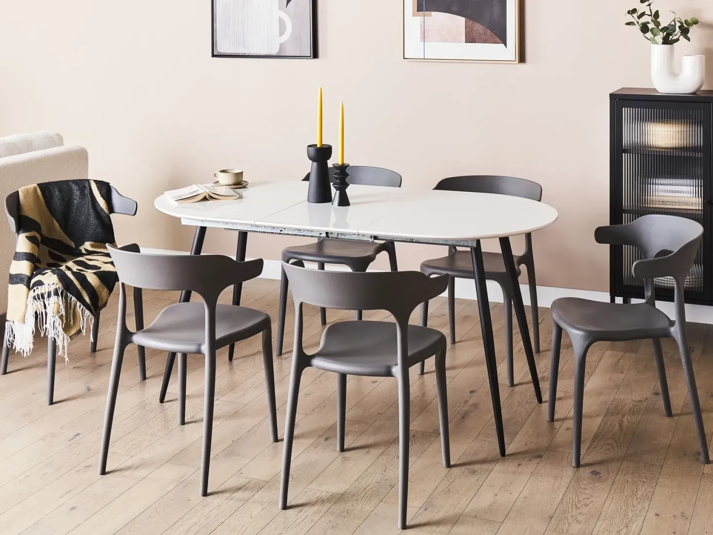 Spisebord med udtræk STAVERTON Hvid 120/160 cm 80 cm
