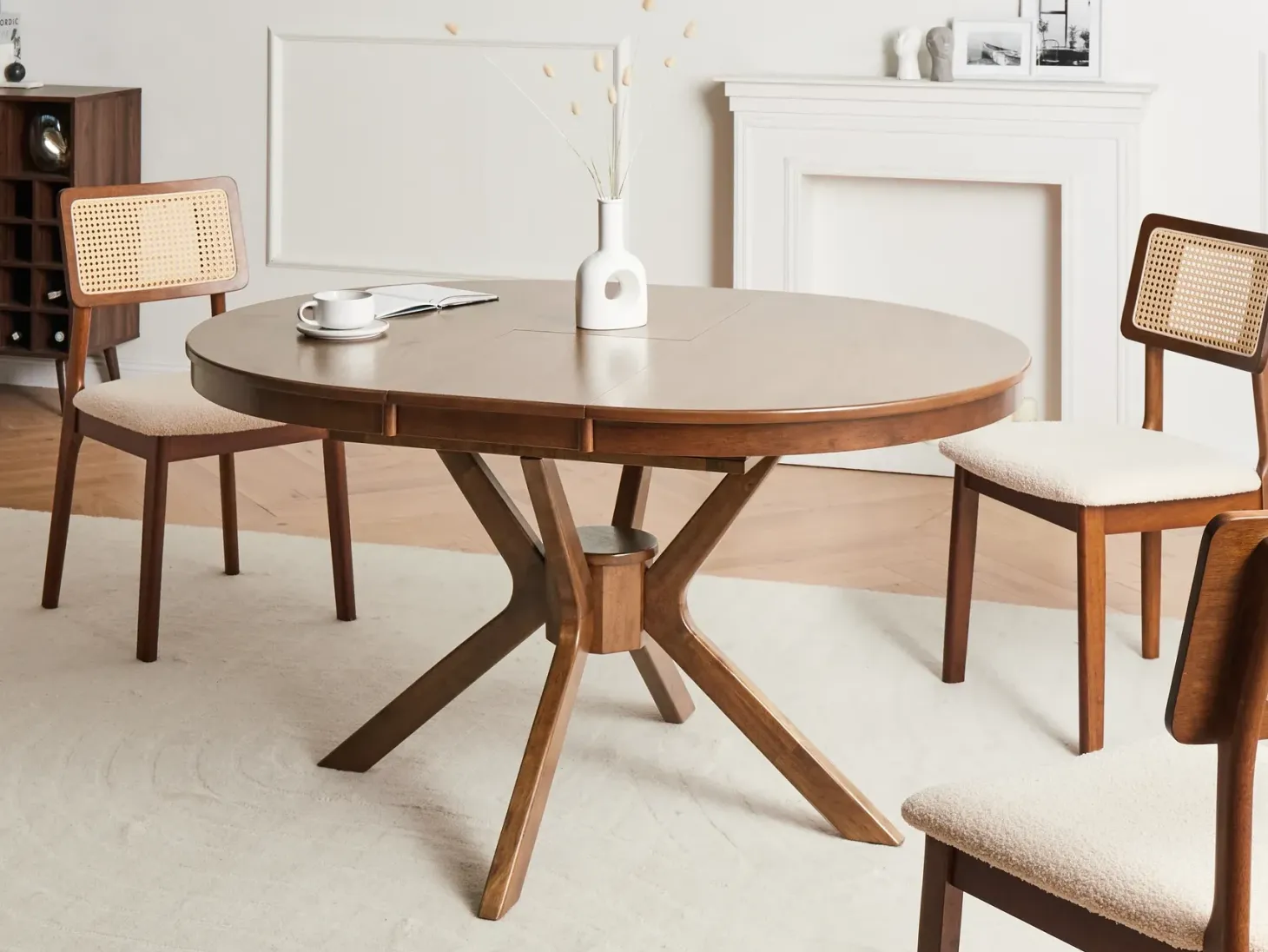 Spisebord med udtræk TYMIS Mørk eg 107/137 cm 107 cm