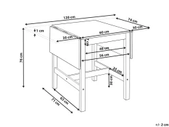Spisebord med udtræk VERA Hvid 60/120 cm 74 cm Fyretræ