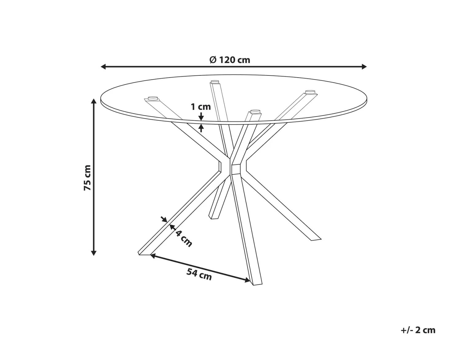 Spisebord MESTON Sort 120 cm 120 cm Hærdet glas