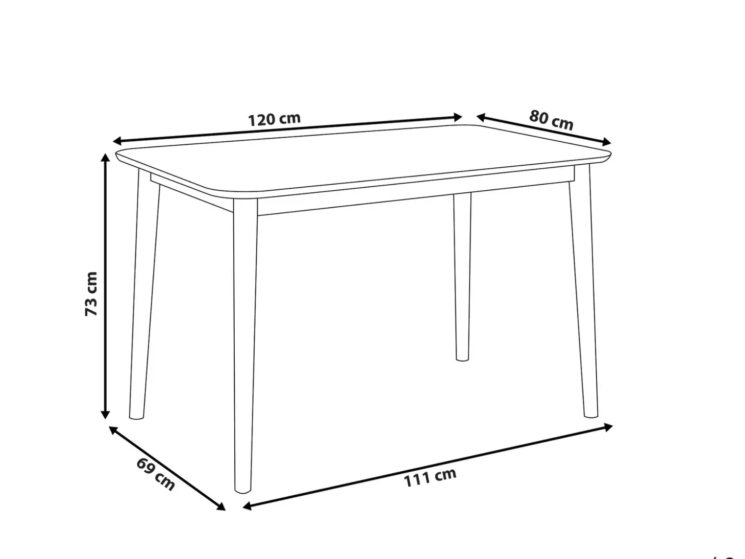 Spisebord MODESTO Grå 120 cm 80 cm Træ