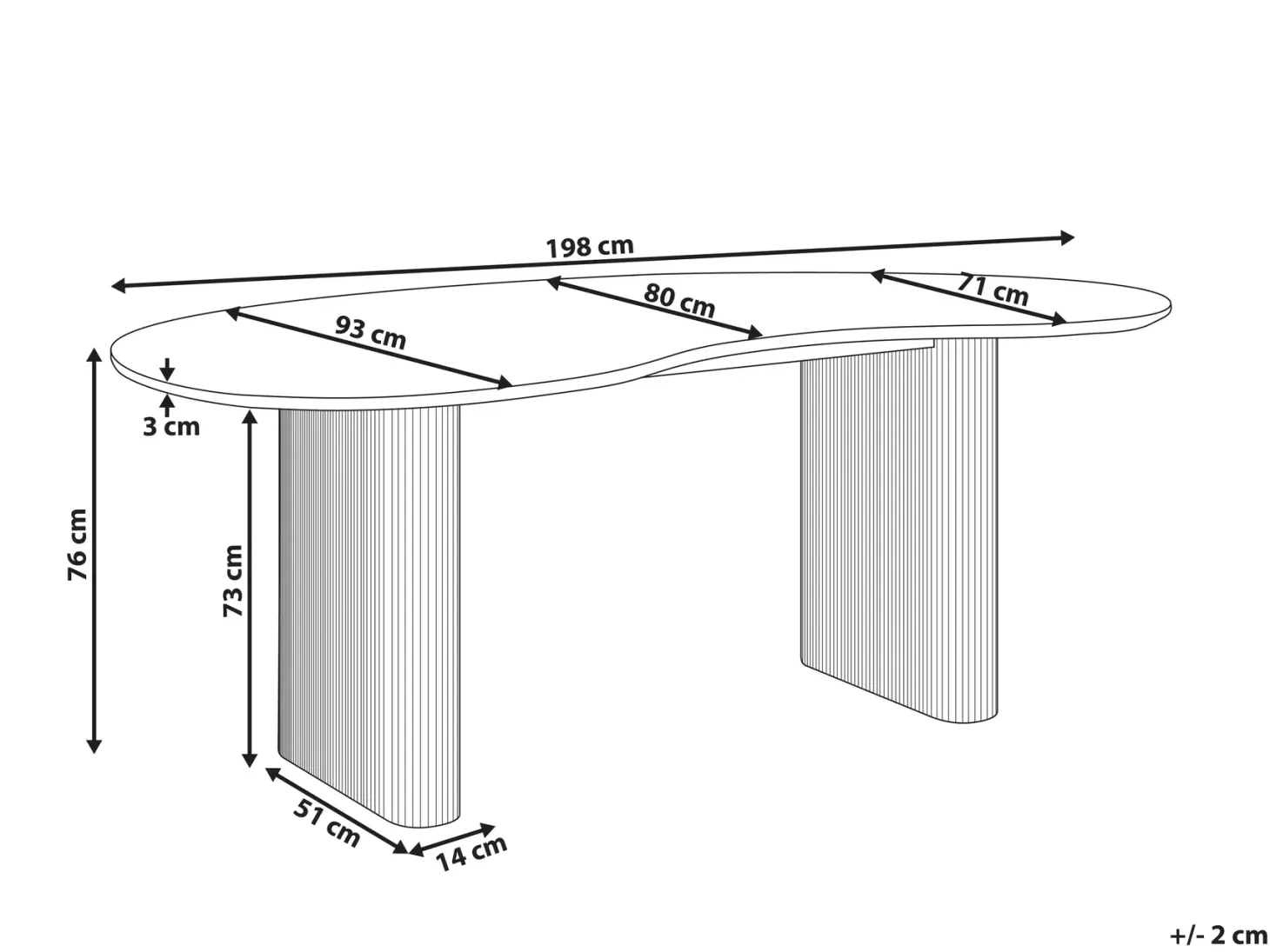 Spisebord PEERY Sort 198 cm 93 cm