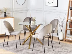 Spisebord SAVONI Guld 90 cm 90 cm Hærdet glas