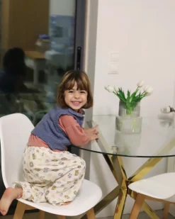 Spisebord SAVONI Guld 90 cm 90 cm Hærdet glas