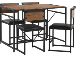 Spisebordssæt BURTON Brun/sort 4 personers