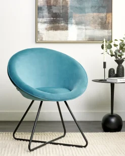 Spisebordsstol FLOBY II Velour Himmelblå