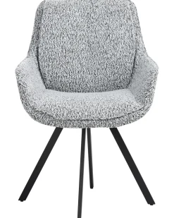 Spisebordsstol MARCELLUS Boucle Sort/hvid