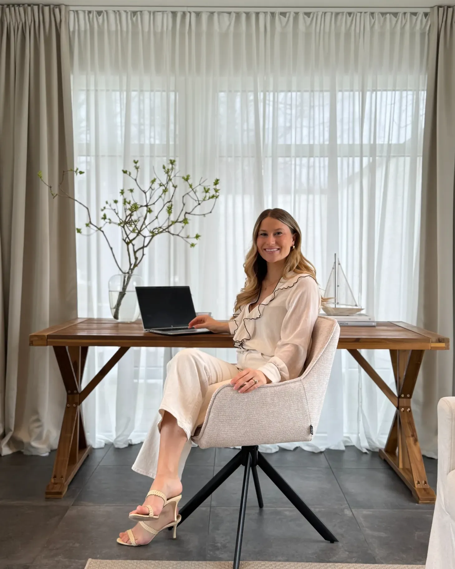 Spisebordsstol MORNAS Kunstlinned Lys Beige