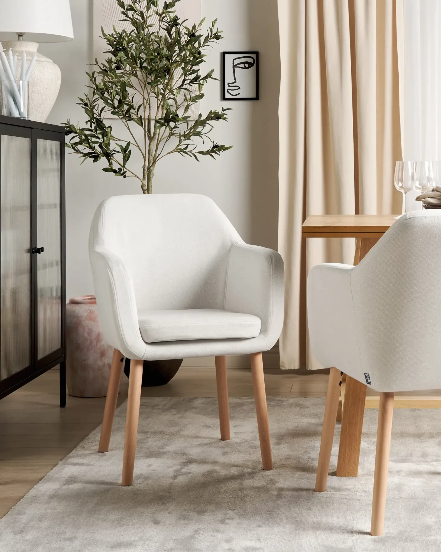 Spisebordsstol YORKVILLE II Velour Cremehvid