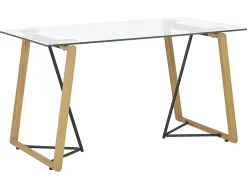 Spisebord TACOMA Lysebrun 140 cm 80 cm Hærdet glas