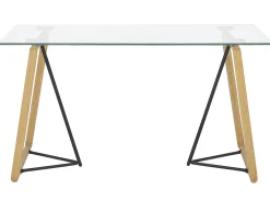 Spisebord TACOMA Lysebrun 140 cm 80 cm Hærdet glas