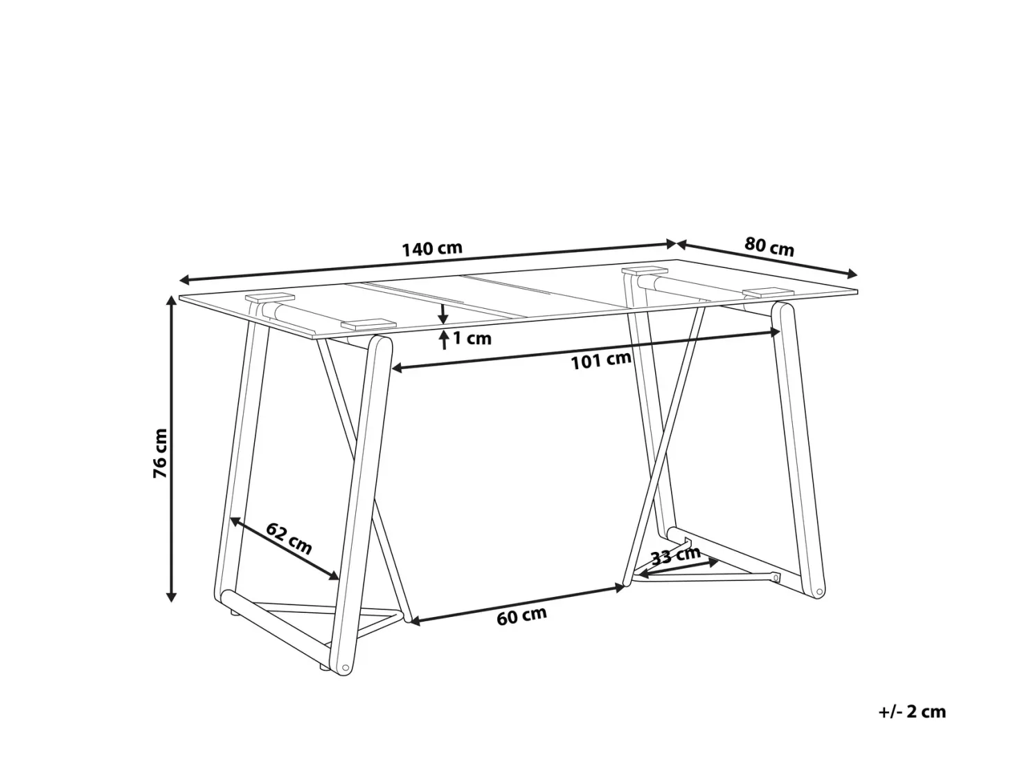 Spisebord TACOMA Lysebrun 140 cm 80 cm Hærdet glas