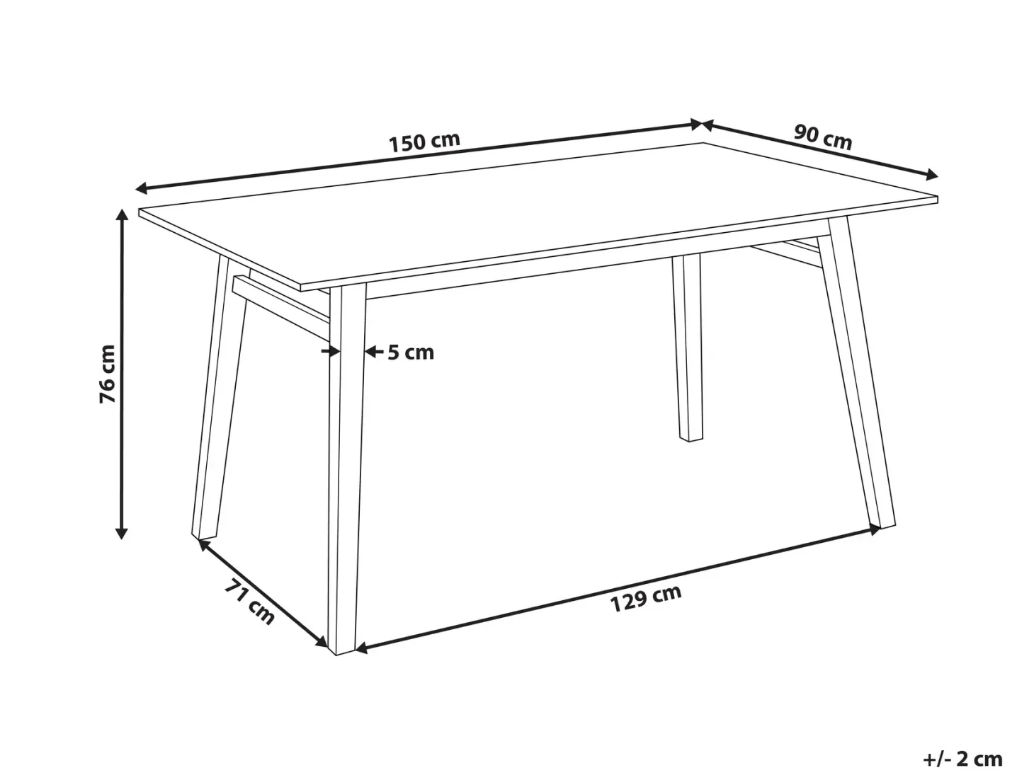 Spisebord VARLEY Naturlig ask 150 cm 90 cm